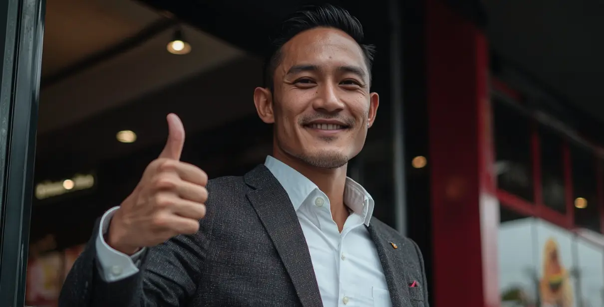 UNCLEBOB business owner giving a thumbs up